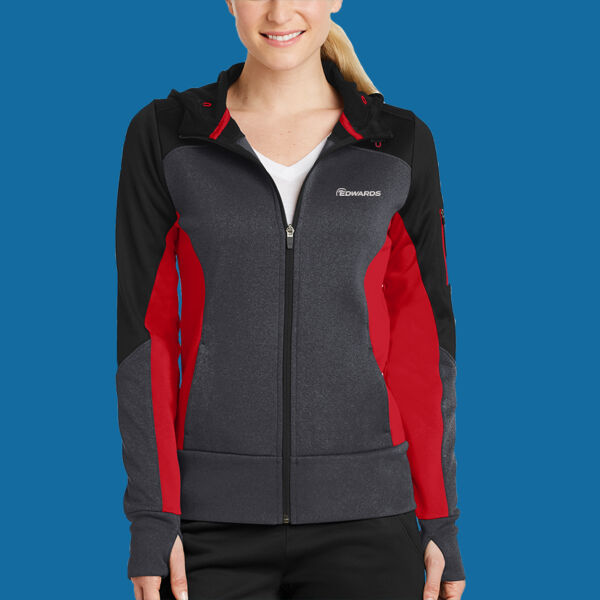 Edwards - Ladies Tech Fleece Colorblock Full Zip Hooded Jacket - Program Thumbnail