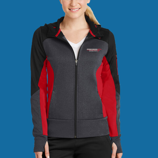 Precision Plus - Ladies Tech Fleece Colorblock Full Zip Hooded Jacket - Program Thumbnail